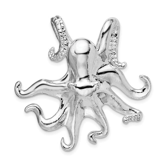 Kazi Luxury De-Ani Sterling Silver Rhodium-Plated Polished Octopus Slide